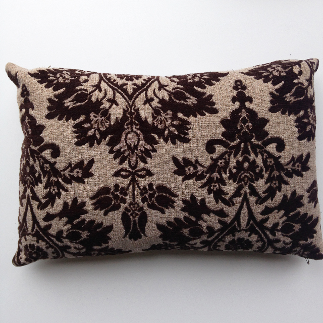 CUSHION, Brown Floral Damask